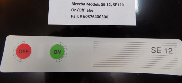 Bizerba Slicer SE12, SE12D ON/OFF Label Part 60376400300