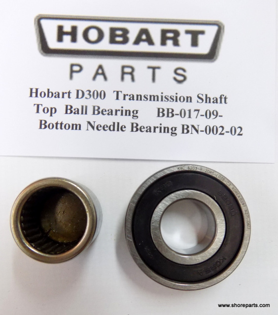 Hobart D300 Transmission Shaft Top Bearing Part # BB-17-09 Bottom Needle Bearing Part # BN-002-02