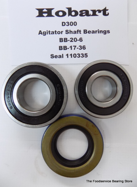Hobart D300 Mixer Agitator Shaft Bearings BBb-20-6, BB-17-36 & Oil Seal 110335 kit 