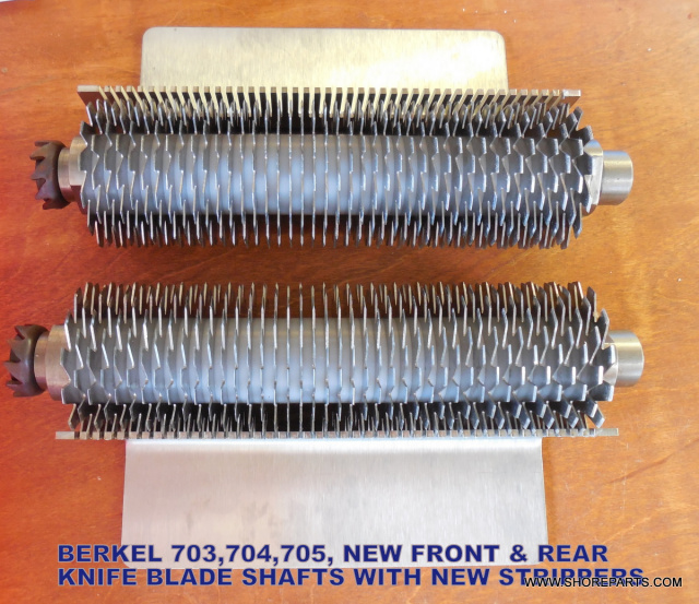 BERKEL 4675-0107-4675-0105 703-704-705 NEW FRONT & BACK KNIFE BLADE SHAFT WITH NEW BLADE STRIPPERS